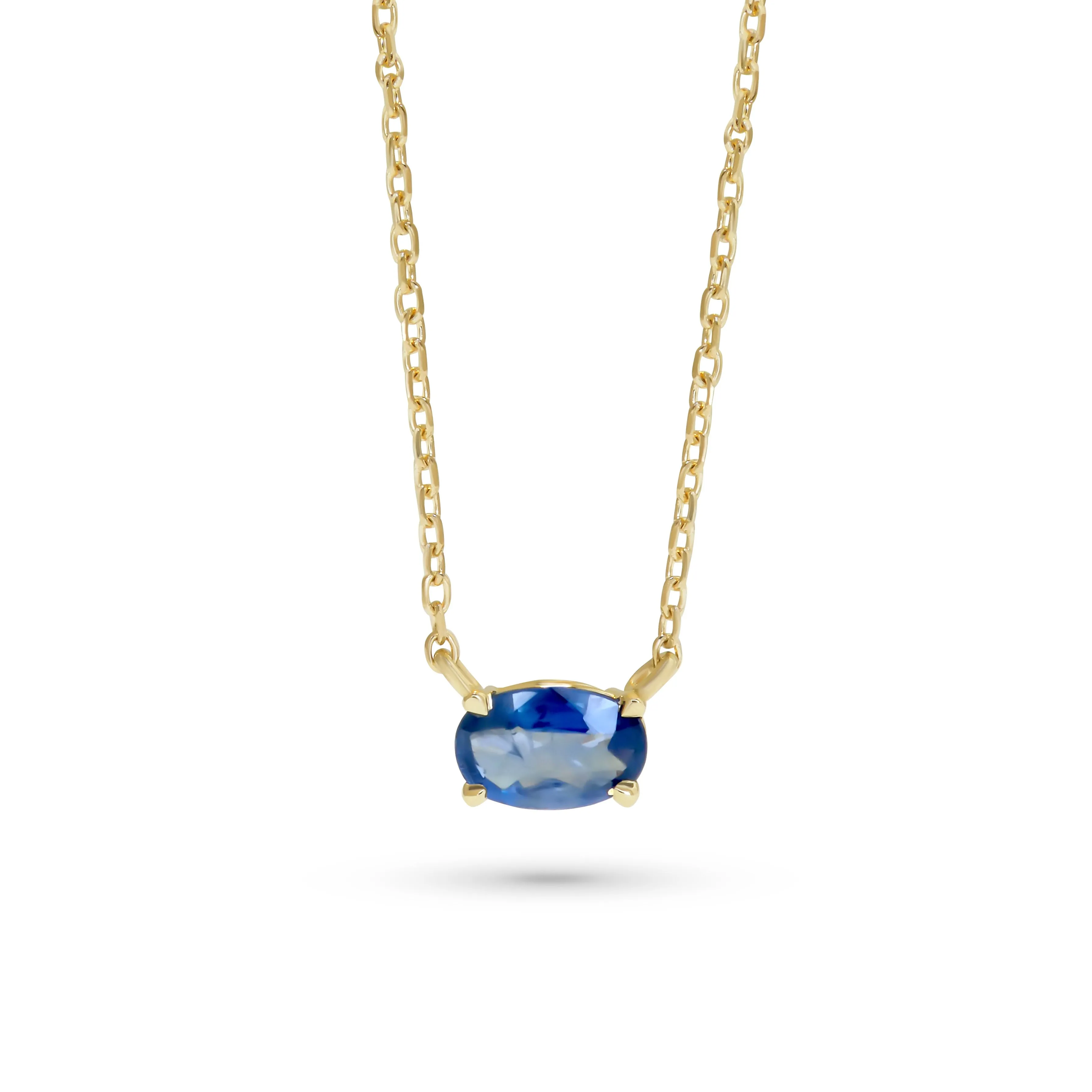 Abina Oval Sapphire Solitaire Necklace - Yellow Gold