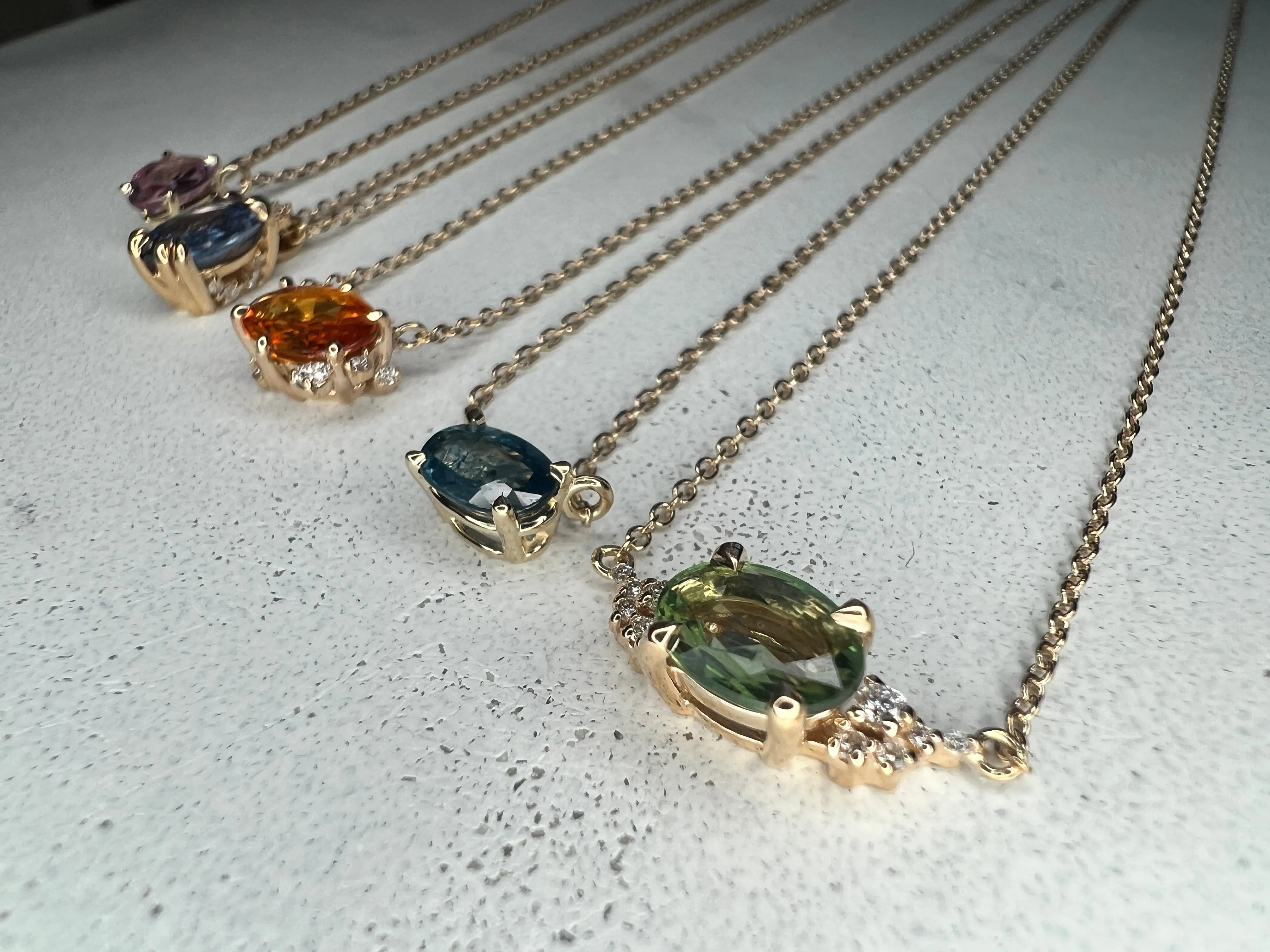 Abina Oval Sapphire Solitaire Necklace - Yellow Gold