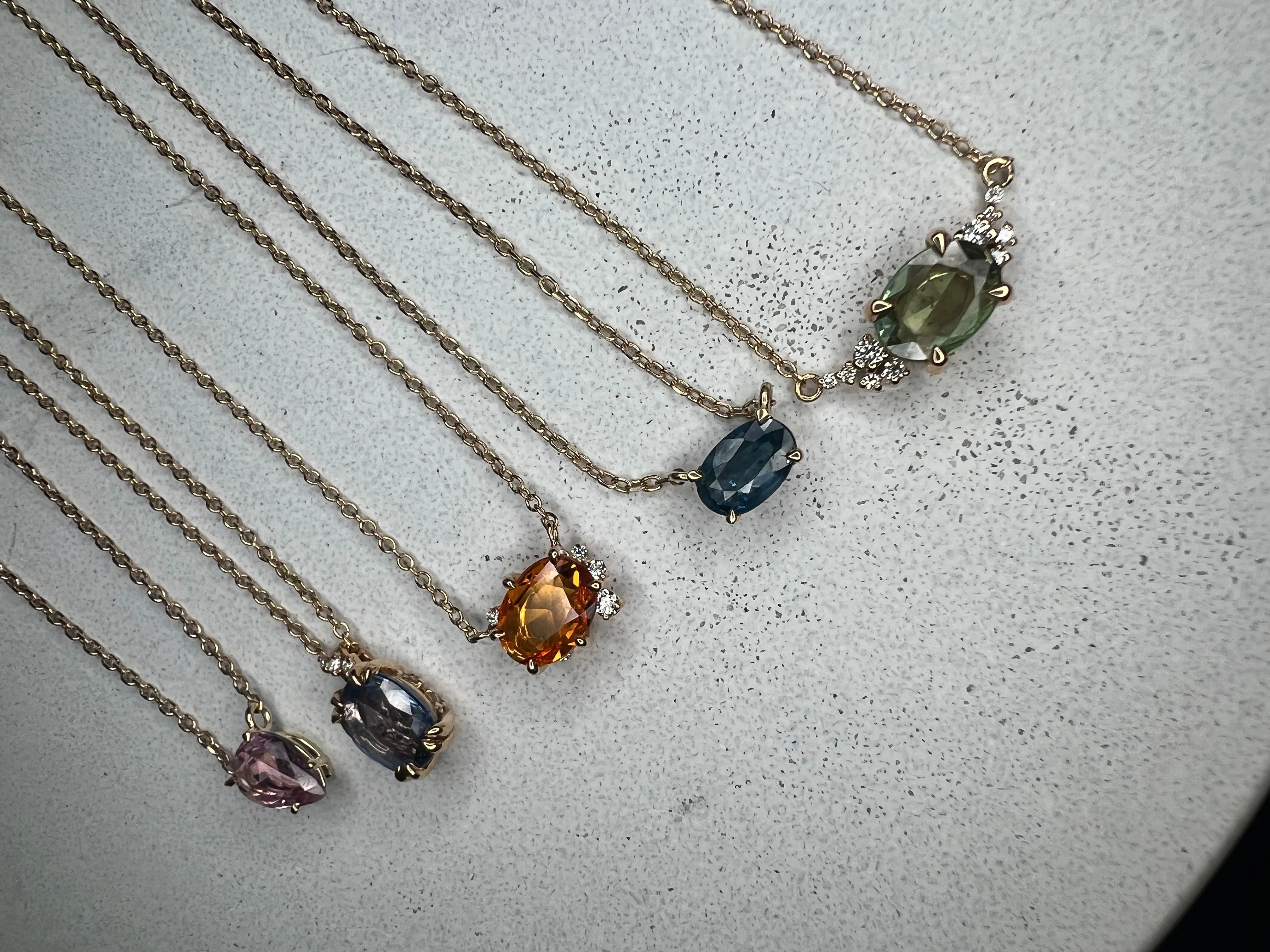 Abina Oval Sapphire Solitaire Necklace - Yellow Gold