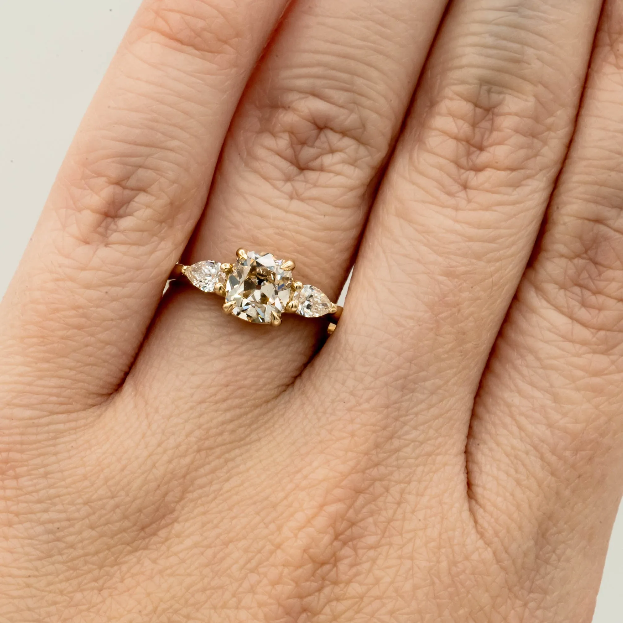 Acacia Antique Diamond Ring | .96ct Antique Old Mine Cut Diamond | 14k Yellow Gold