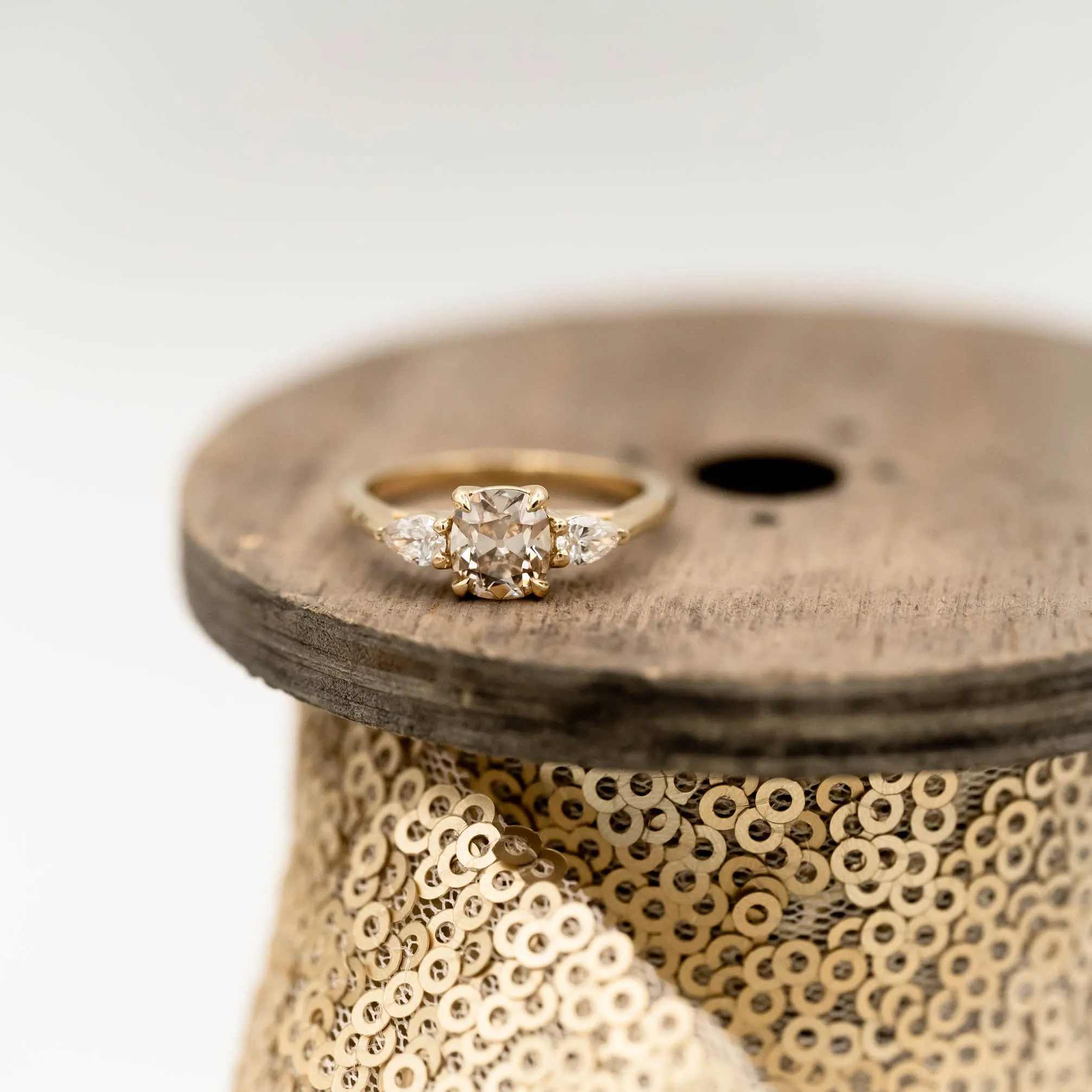 Acacia Antique Diamond Ring | .96ct Antique Old Mine Cut Diamond | 14k Yellow Gold
