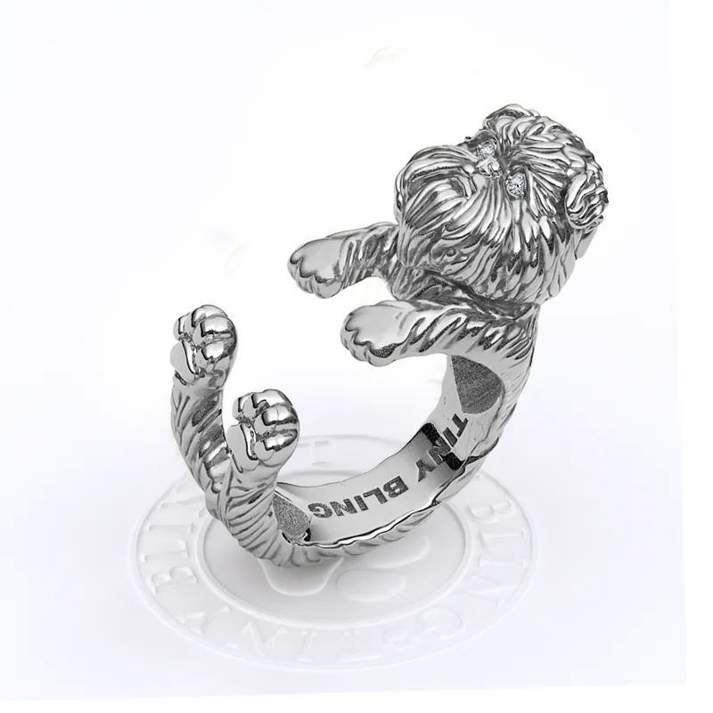 Affenpinscher Breed Diamond Cuddle Wrap Ring