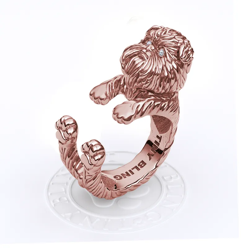 Affenpinscher Breed Diamond Cuddle Wrap Ring
