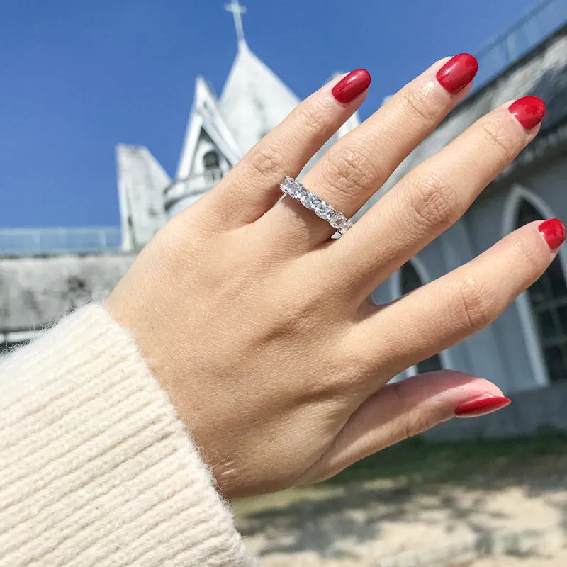 Ainuoshi Full Eternity Cushion Cut Created White Diamond Ring