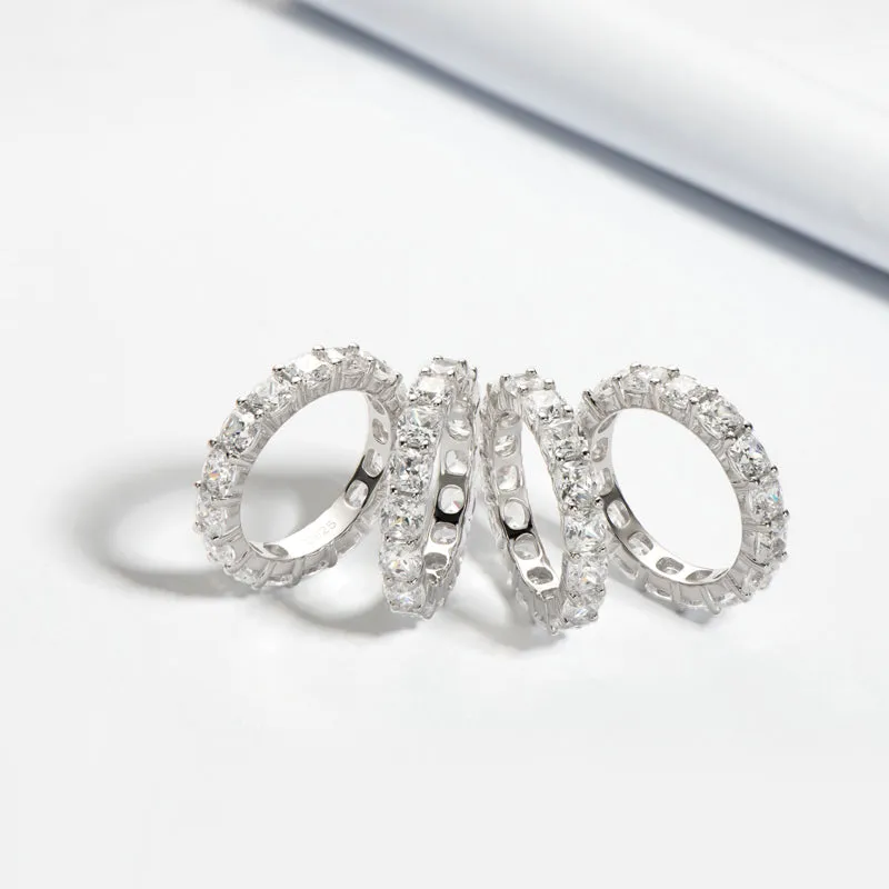 Ainuoshi Full Eternity Cushion Cut Created White Diamond Ring