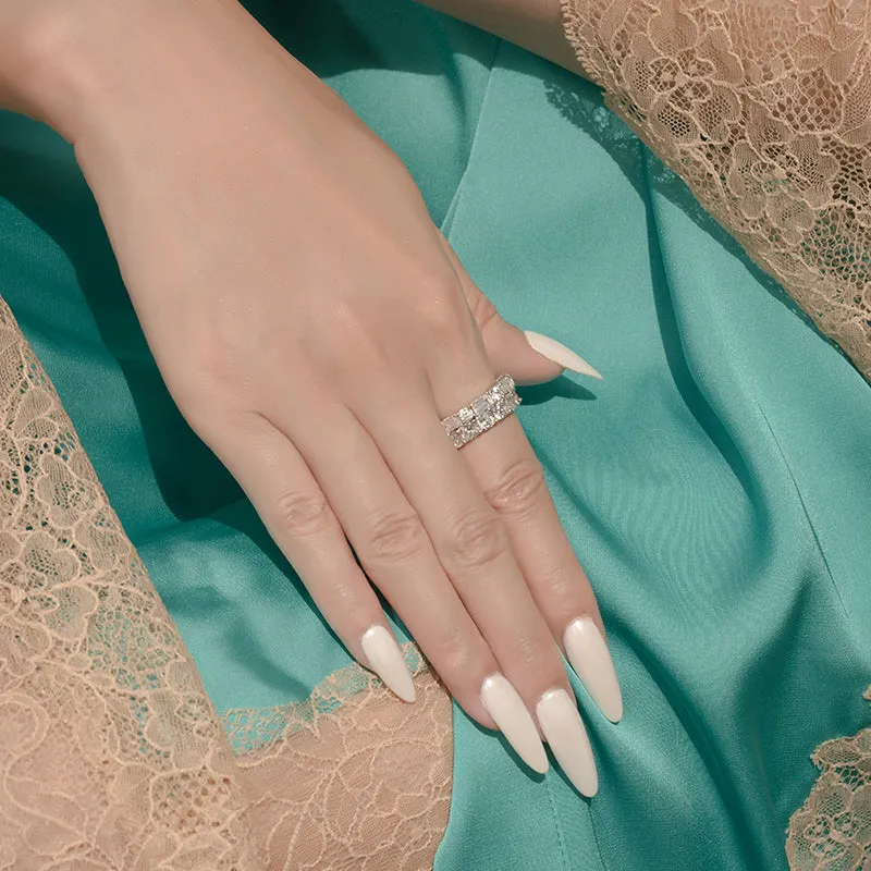 Ainuoshi Full Eternity Cushion Cut Created White Diamond Ring
