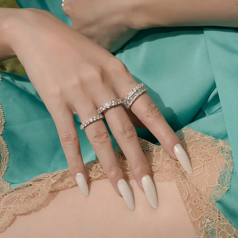 Ainuoshi Full Eternity Cushion Cut Created White Diamond Ring