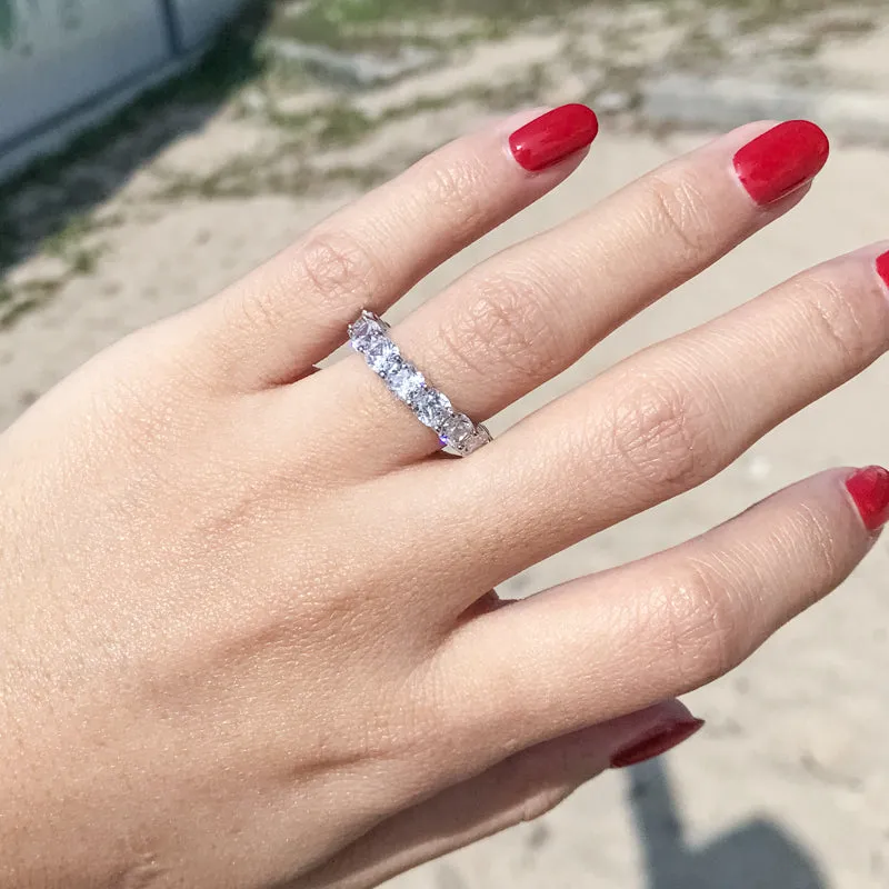 Ainuoshi Full Eternity Cushion Cut Created White Diamond Ring