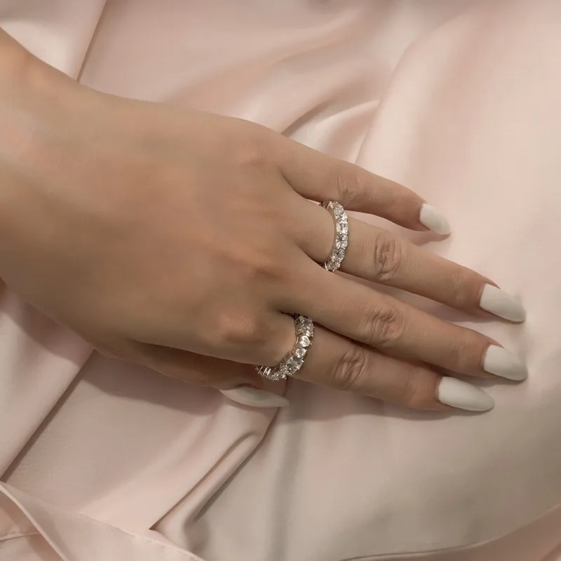 Ainuoshi Full Eternity Cushion Cut Created White Diamond Ring