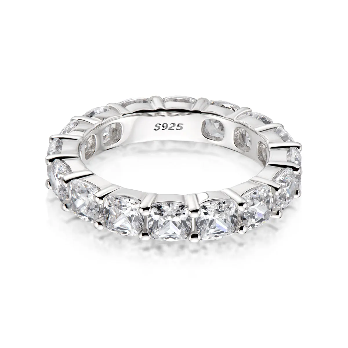 Ainuoshi Full Eternity Cushion Cut Created White Diamond Ring