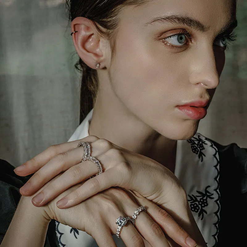 Ainuoshi Full Eternity Cushion Cut Created White Diamond Ring