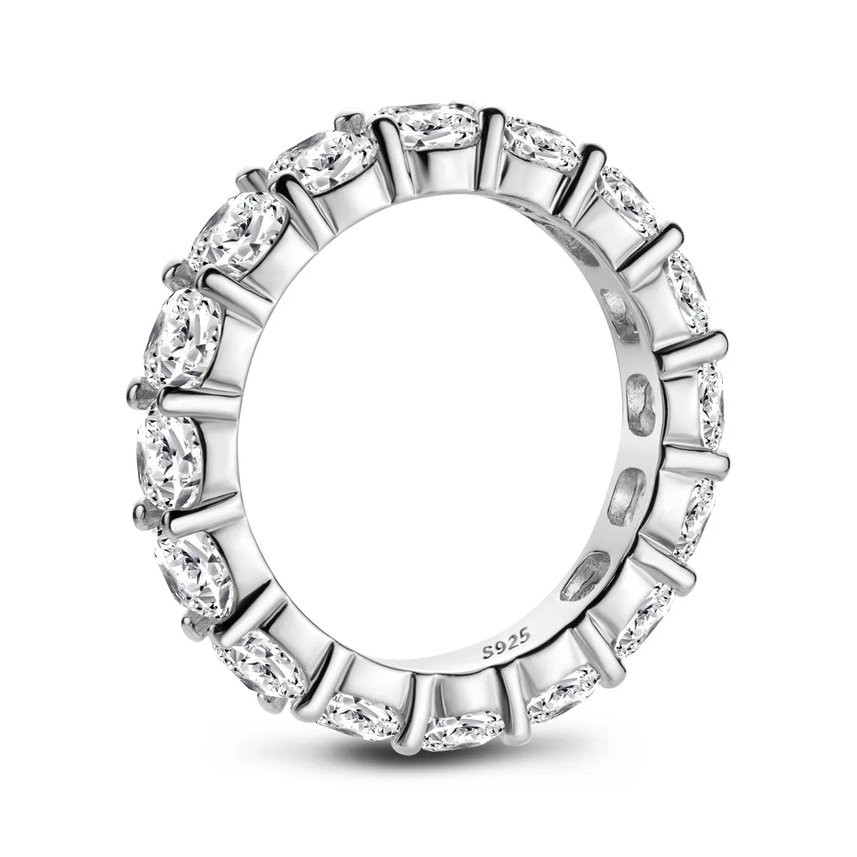 Ainuoshi Full Eternity Cushion Cut Created White Diamond Ring