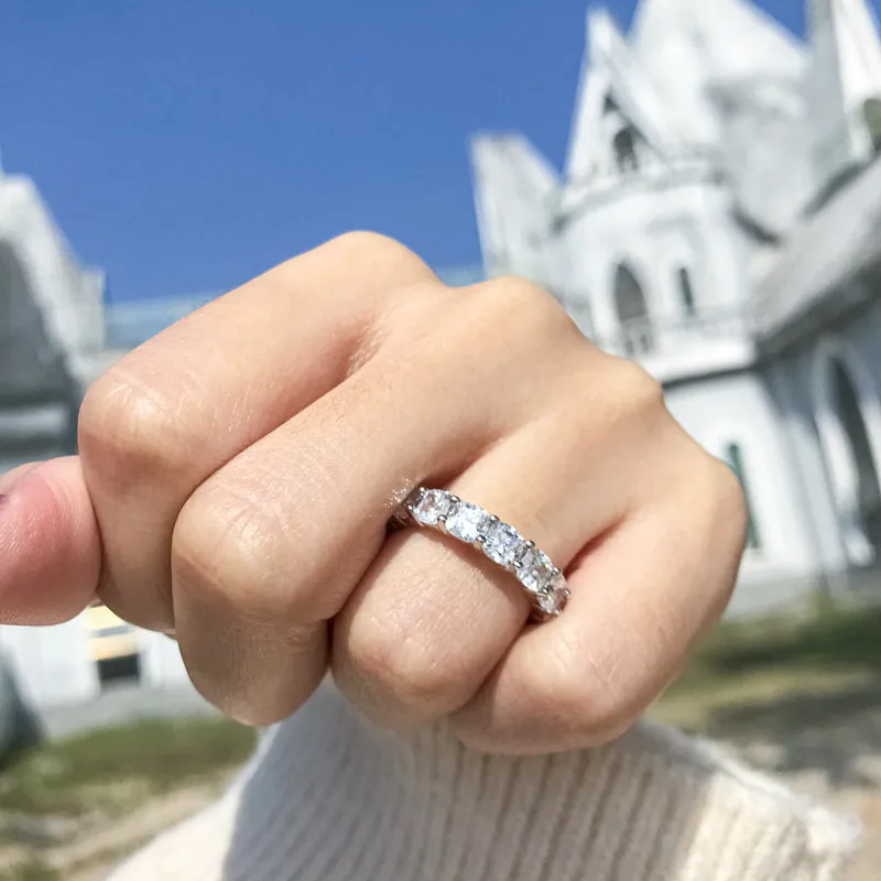 Ainuoshi Full Eternity Cushion Cut Created White Diamond Ring