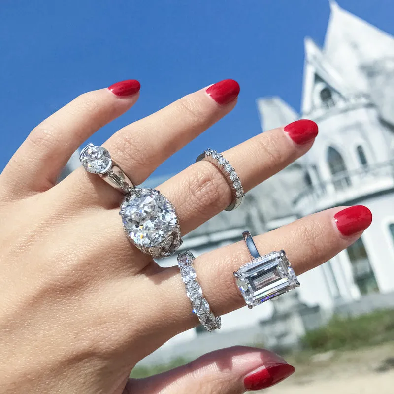 Ainuoshi Full Eternity Cushion Cut Created White Diamond Ring