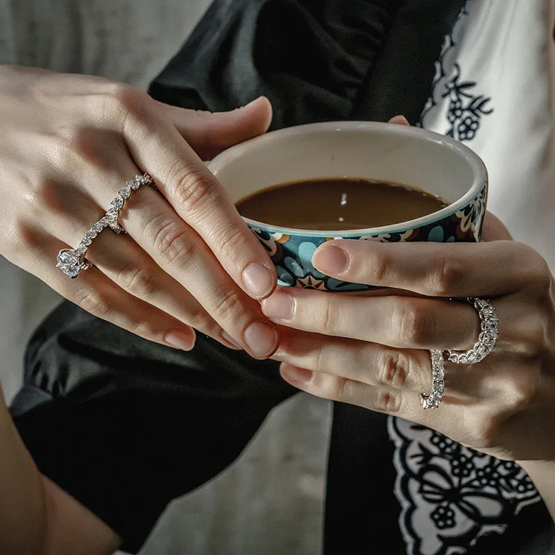 Ainuoshi Full Eternity Cushion Cut Created White Diamond Ring