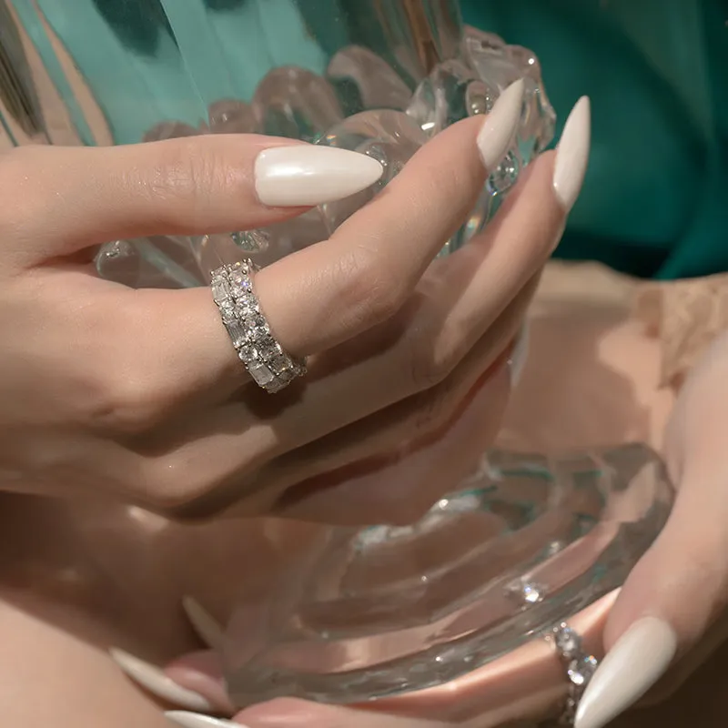 Ainuoshi Full Eternity Cushion Cut Created White Diamond Ring