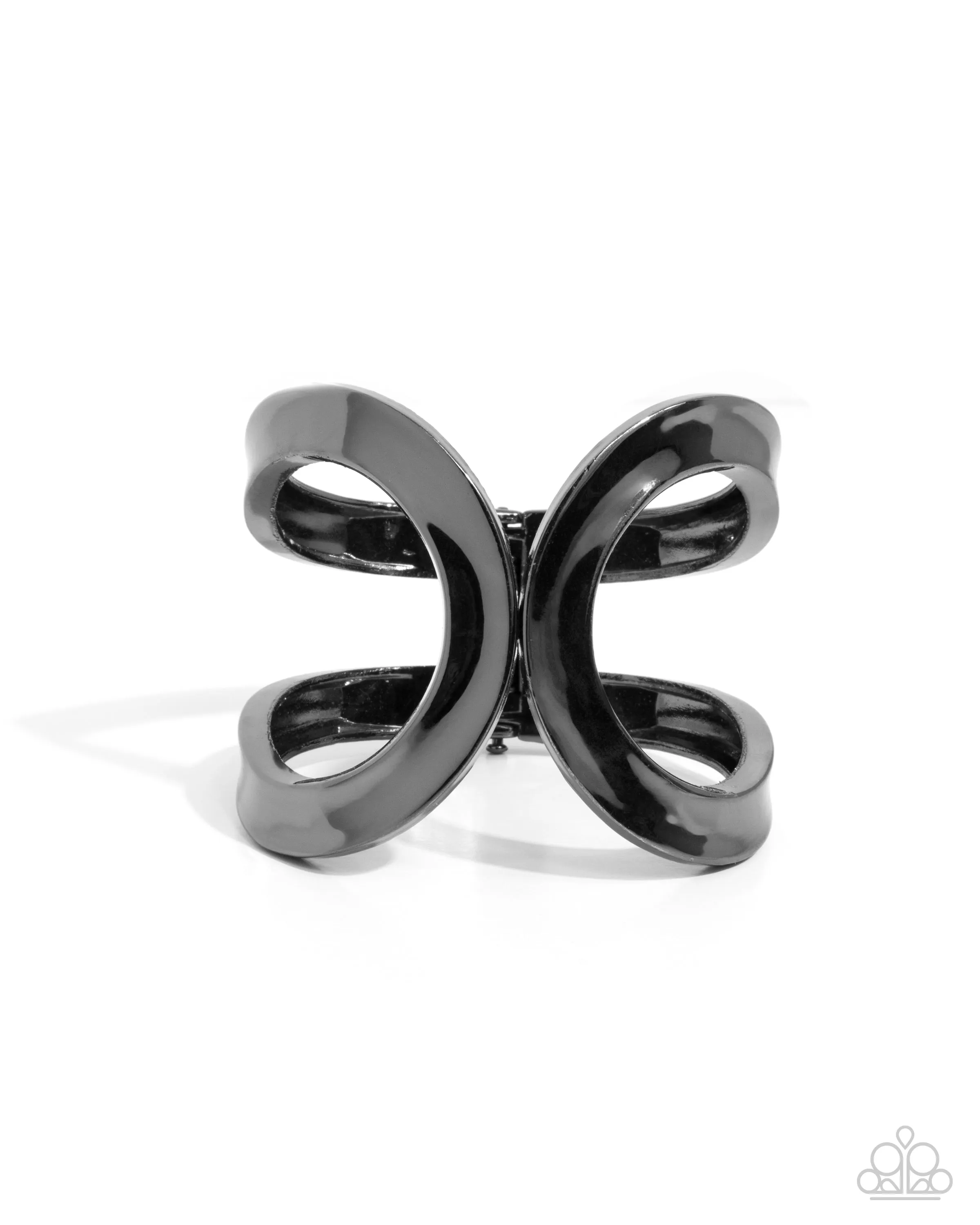 Airy Attraction - Black - Oversized Gunmetal Paparazzi Hinge Bracelet
