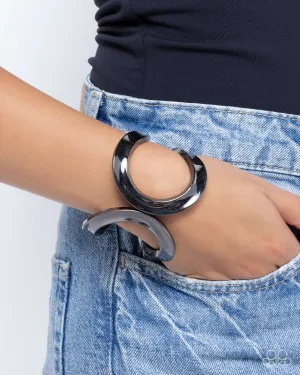 Airy Attraction - Black - Oversized Gunmetal Paparazzi Hinge Bracelet