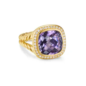 Albion Ring in 18K Yellow Gold with Amethyst and Diamonds, 11mm, Size 7