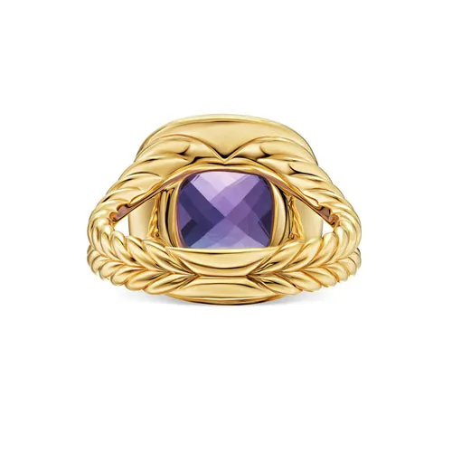 Albion Ring in 18K Yellow Gold with Amethyst and Diamonds, 11mm, Size 7