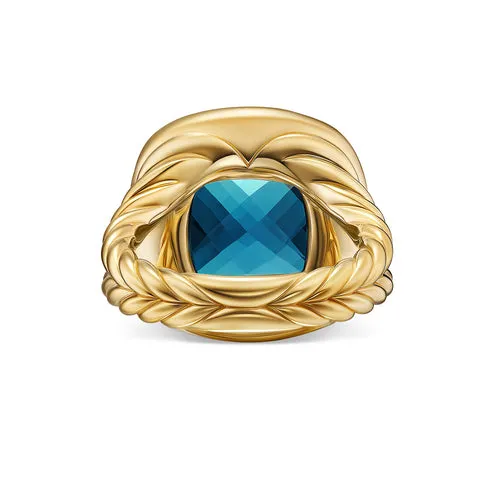 Albion Ring in 18K Yellow Gold with Hampton Blue Topaz and Diamonds, 15mm, Size 7