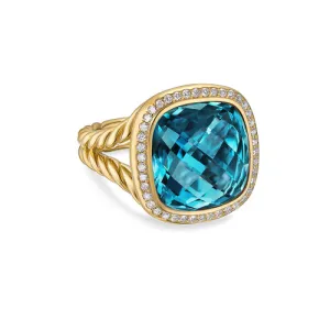 Albion Ring in 18K Yellow Gold with Hampton Blue Topaz and Diamonds, 15mm, Size 7