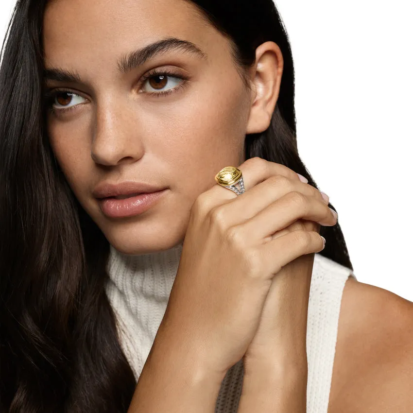 Albion Ring in Sterling Silver with 18K Yellow Gold and Champagne Citrine, 11mm, Size 7