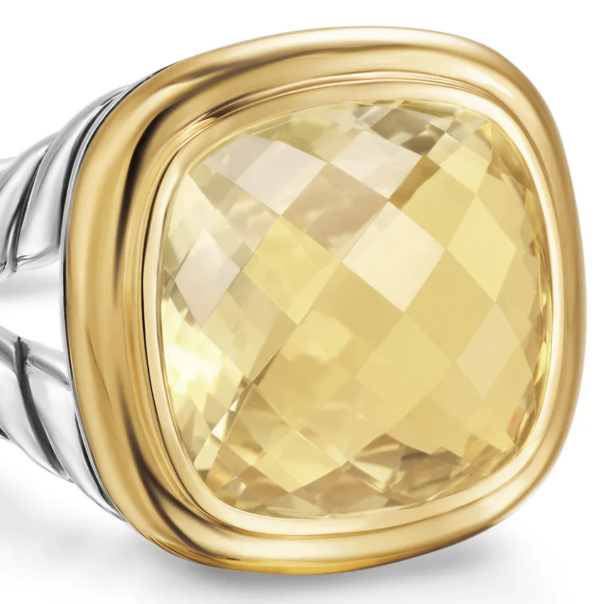 Albion Ring in Sterling Silver with 18K Yellow Gold and Champagne Citrine, 11mm, Size 7