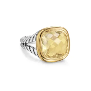Albion Ring in Sterling Silver with 18K Yellow Gold and Champagne Citrine, 11mm, Size 7