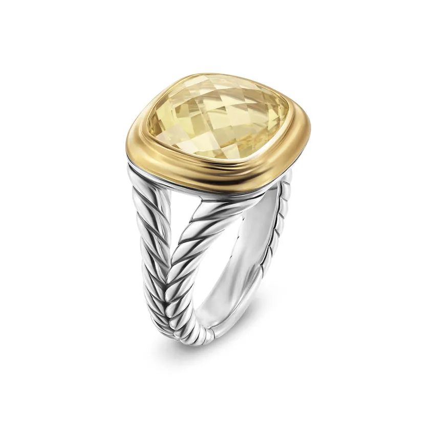 Albion Ring in Sterling Silver with 18K Yellow Gold and Champagne Citrine, 11mm, Size 7
