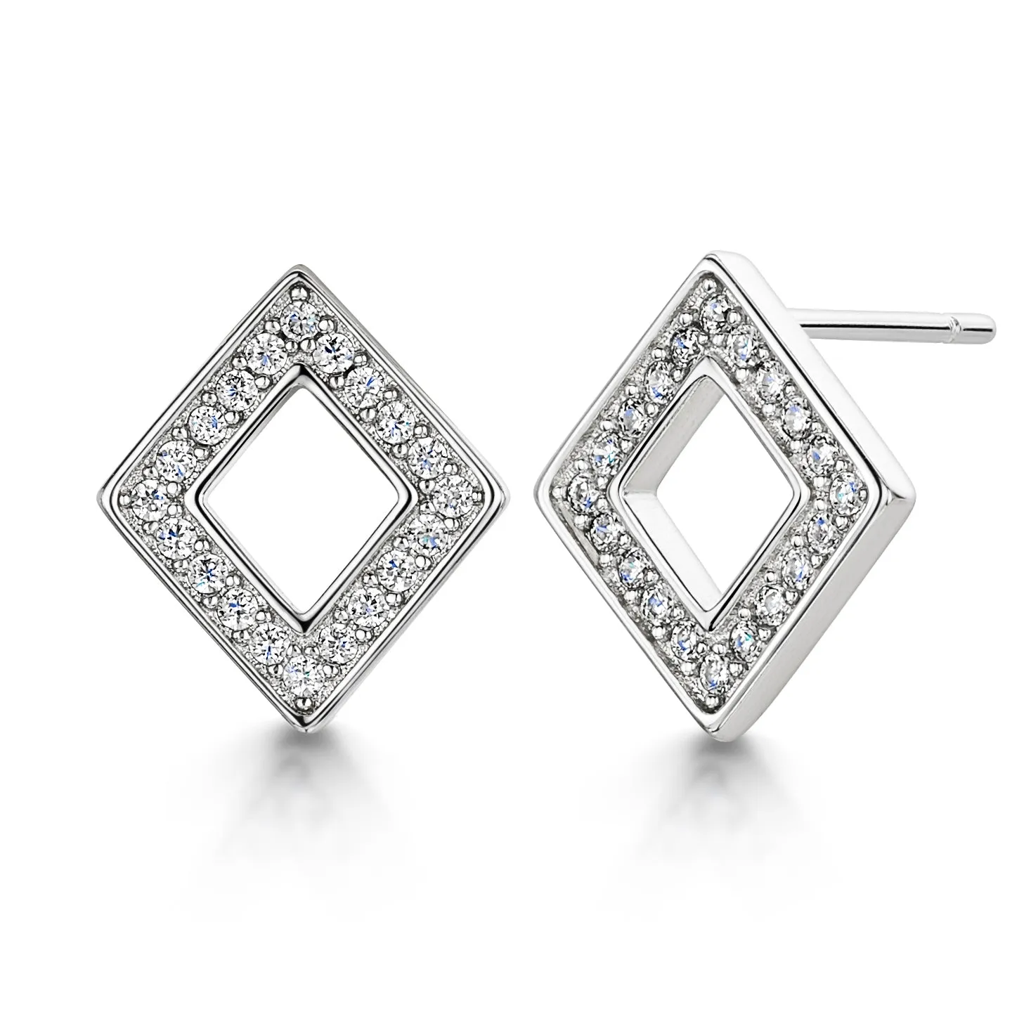Alice Stud earring 'Diamond' - Rhodium