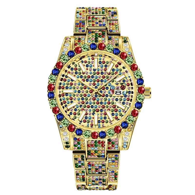 Alloy Band Hip Hop Diamond Wristwatch