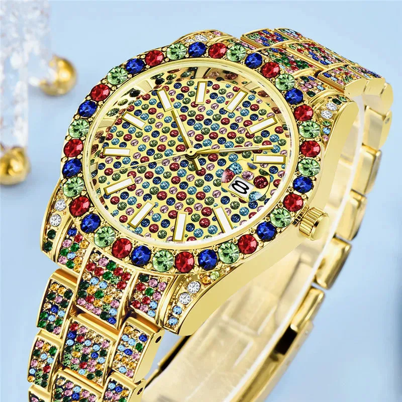 Alloy Band Hip Hop Diamond Wristwatch