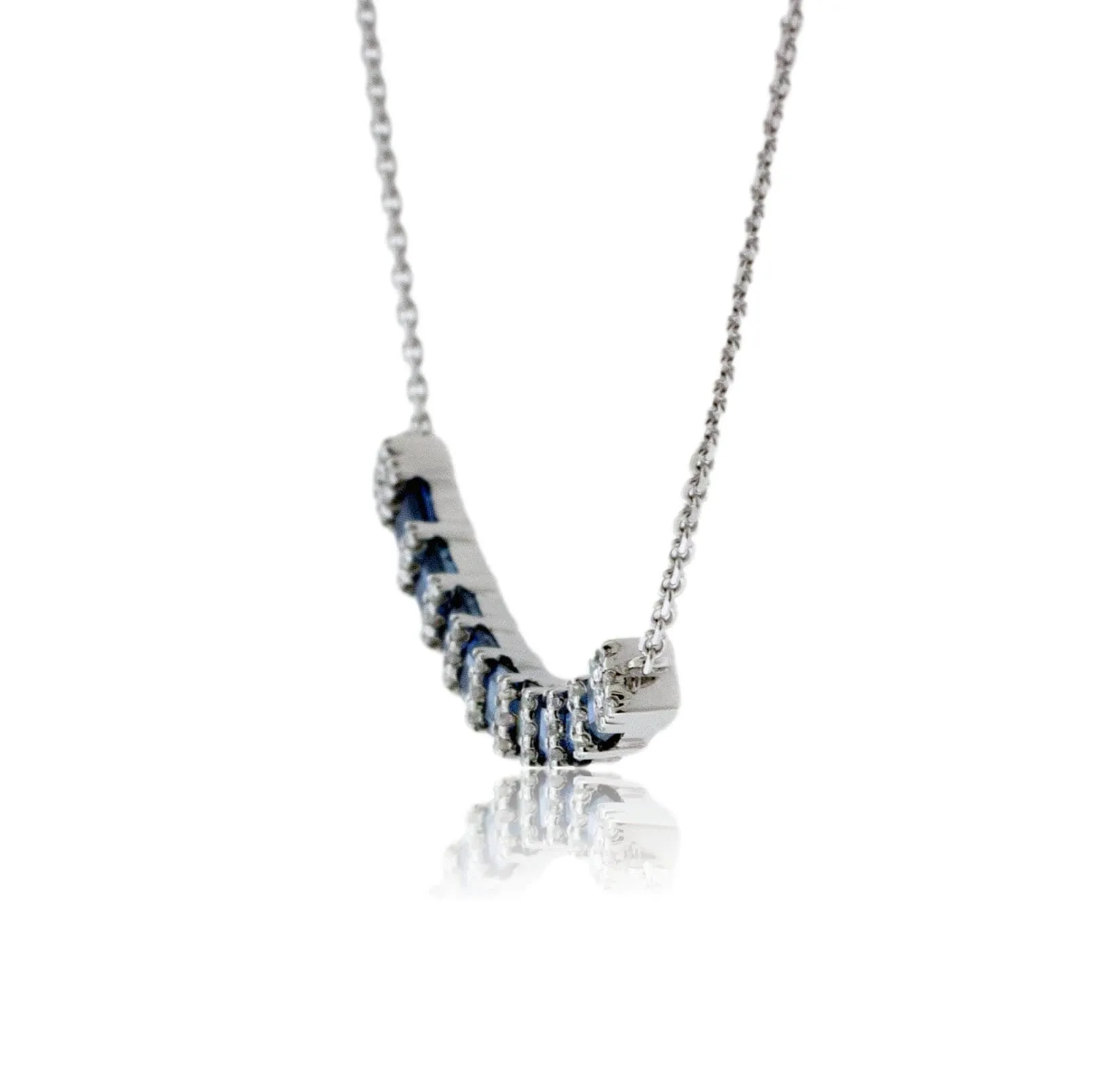 Alternating Blue Sapphire & Diamond Necklace