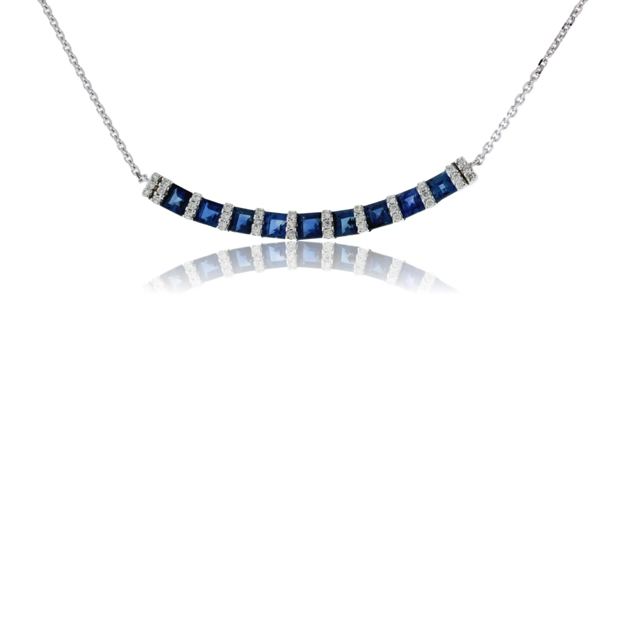 Alternating Blue Sapphire & Diamond Necklace