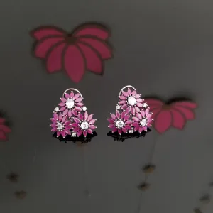 American Diamond Flower Studs With Victorian Finish 1720