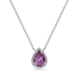Amethyst And Diamond Halo Necklace