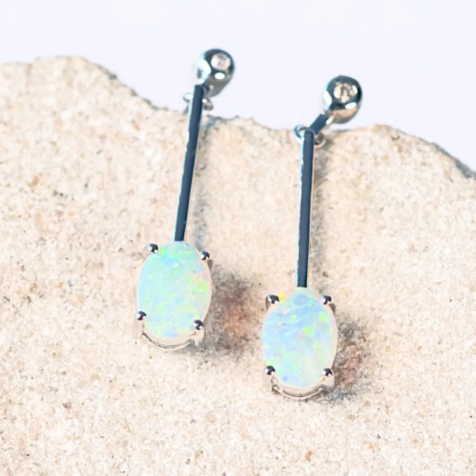 'Andrina' Crystal Opal Earrings 18ct White Gold