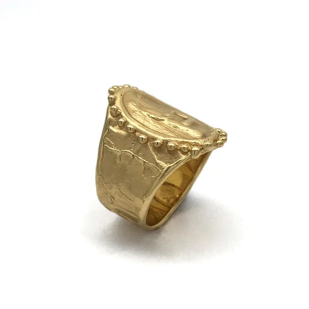 Angel, deer, star image from an impression from an ancient Roman stone seal on a fluid band with mock granulation