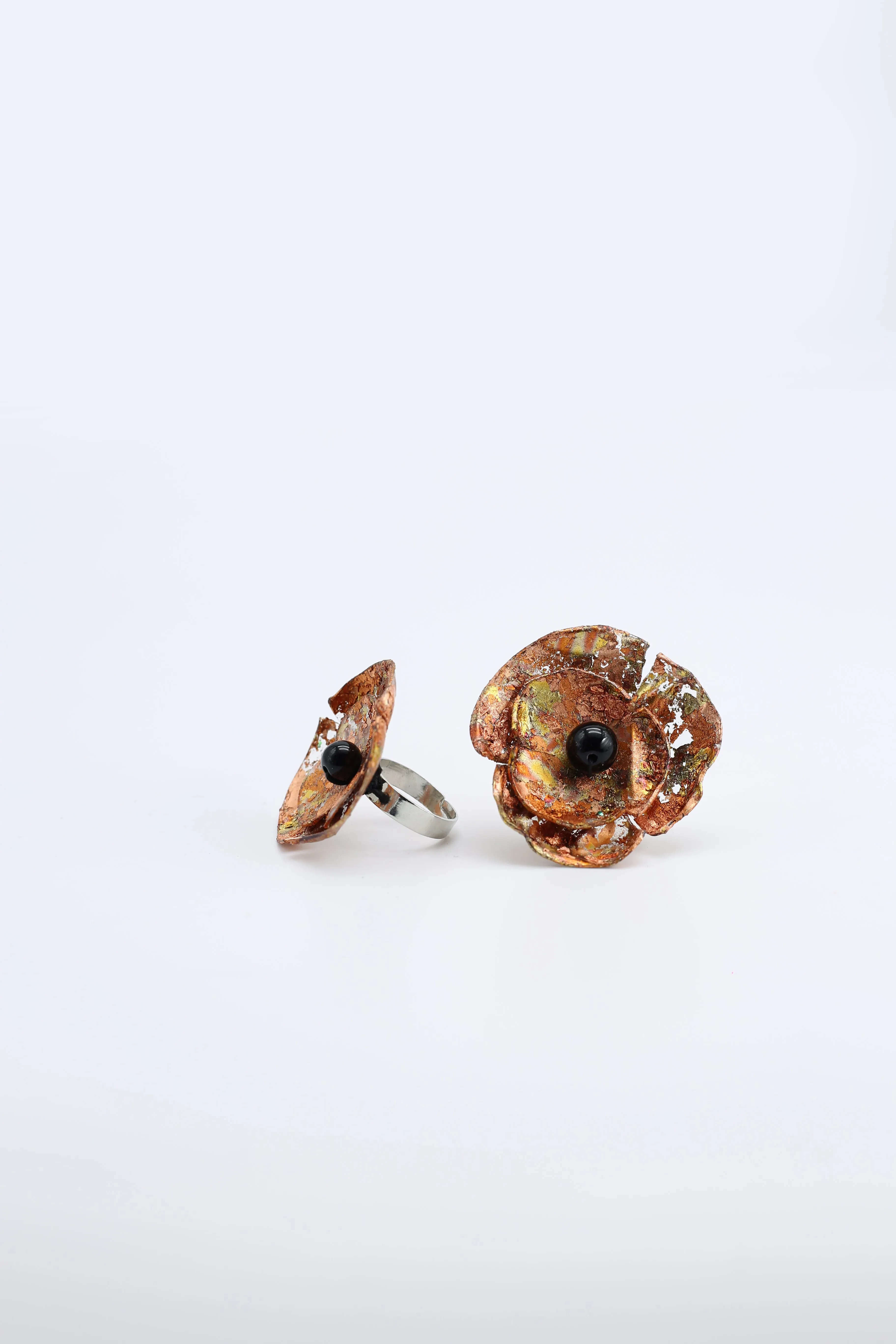 Aqua Poppy Rings - Hand gilded - Small
