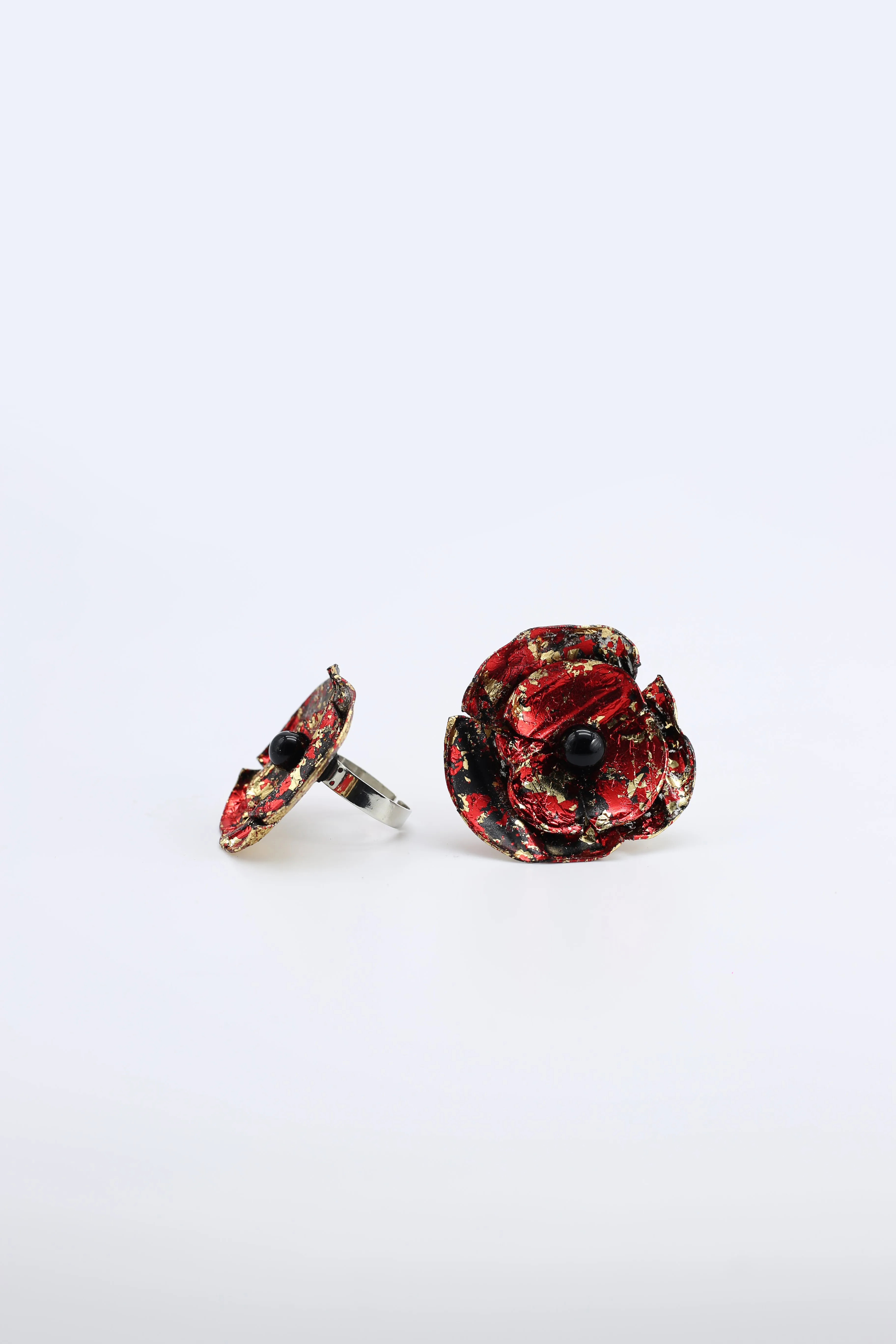 Aqua Poppy Rings - Hand gilded - Small