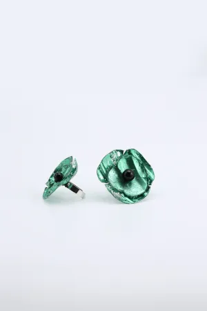 Aqua Poppy Rings - Hand gilded - Small