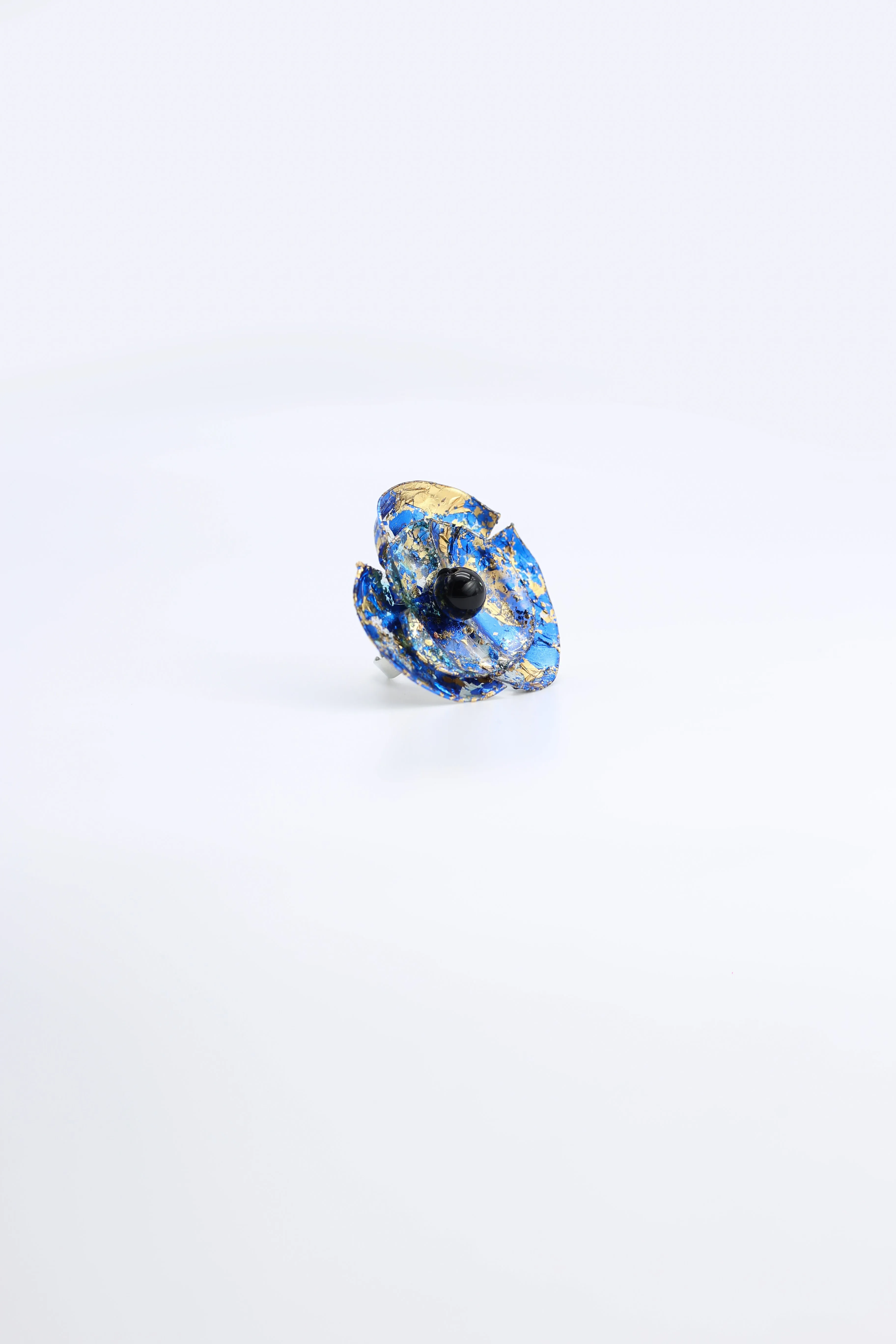 Aqua Poppy Rings - Hand gilded - Small