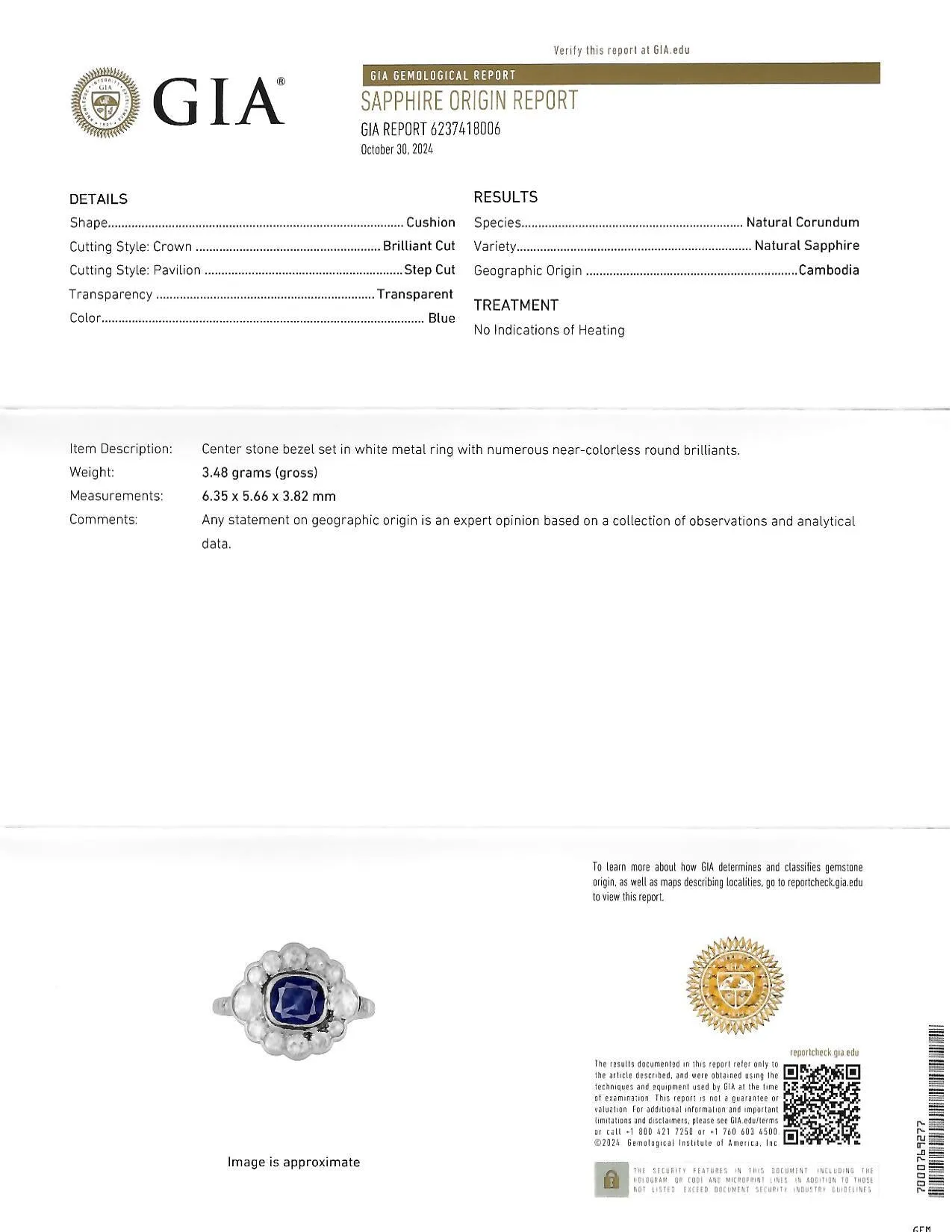 Art Deco 2.69 CTW No Heat Sapphire Diamond Platinum Vintage Halo Ring GIA