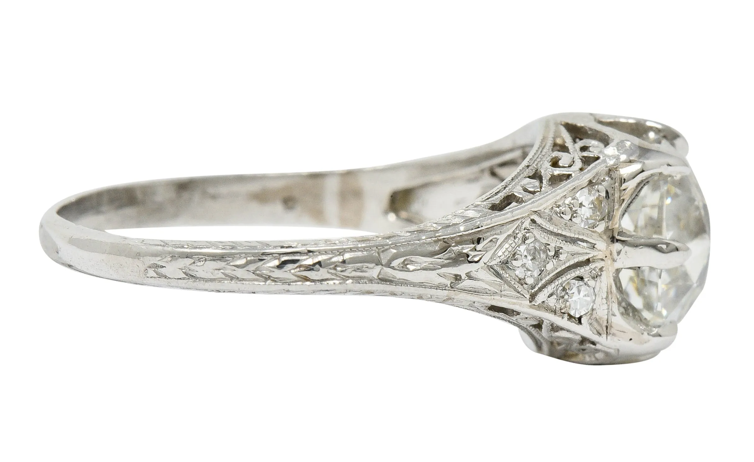 Art Deco 3.16 CTW Diamond Platinum Engagement Ring GIA
