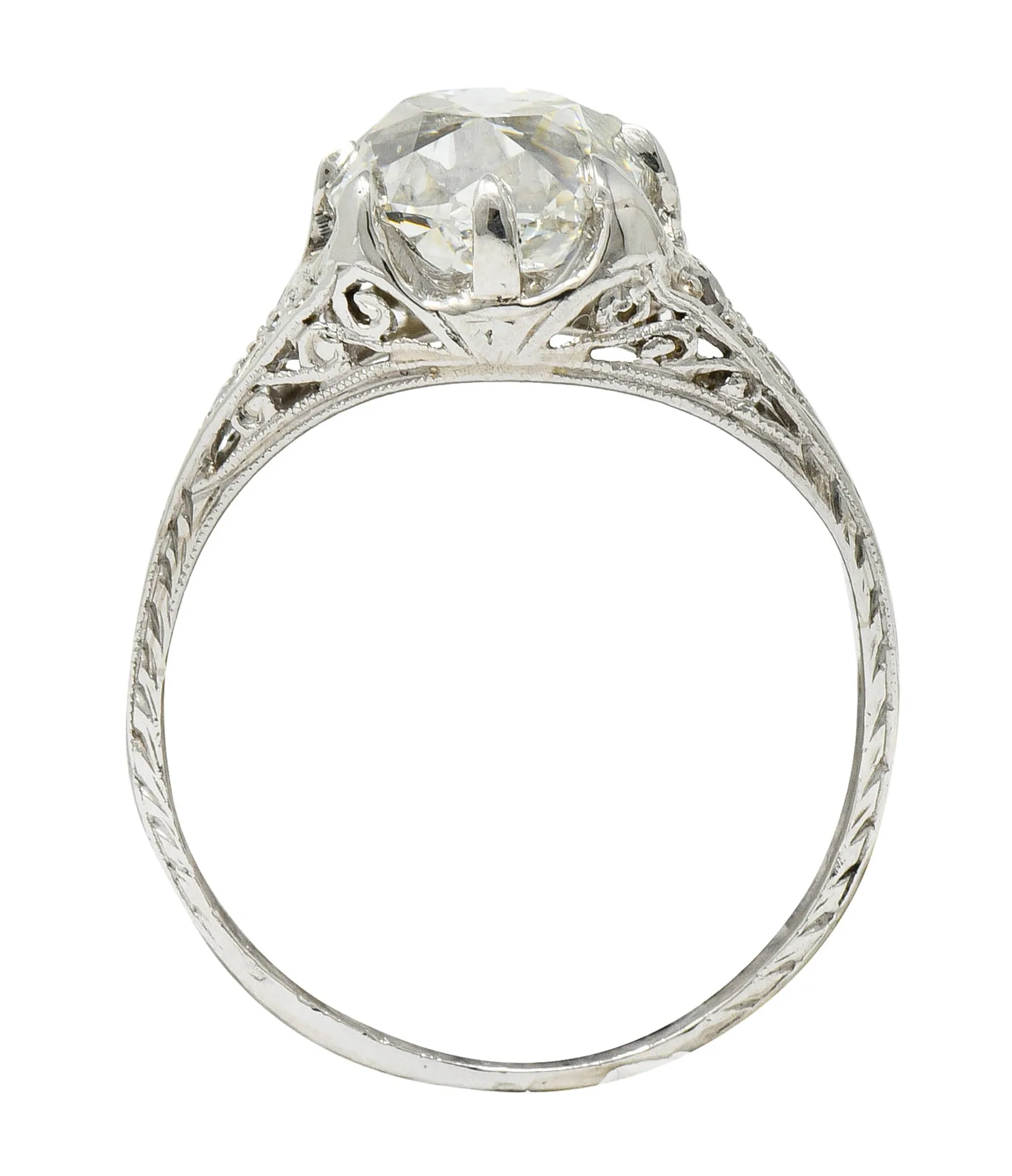 Art Deco 3.16 CTW Diamond Platinum Engagement Ring GIA