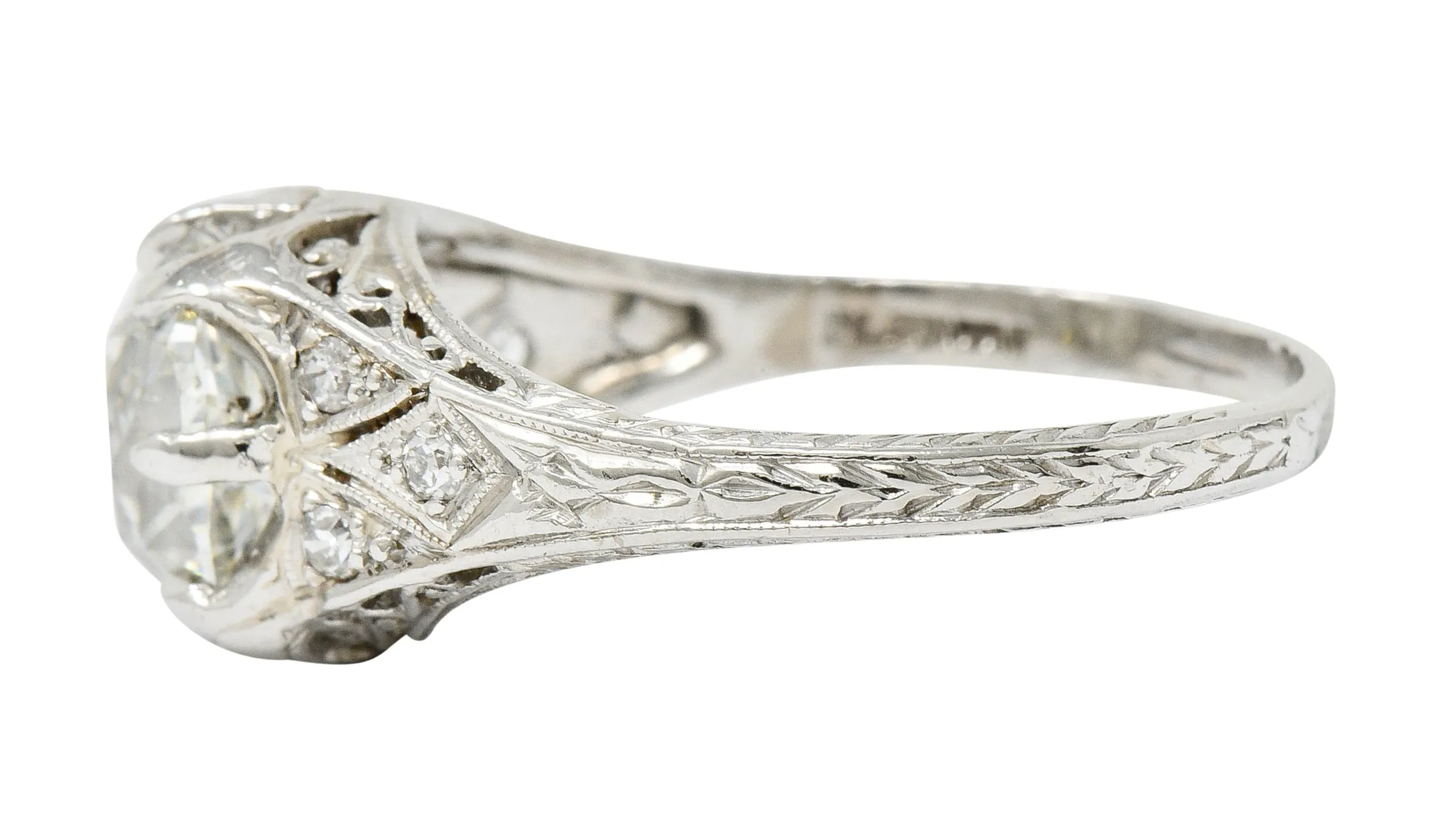 Art Deco 3.16 CTW Diamond Platinum Engagement Ring GIA