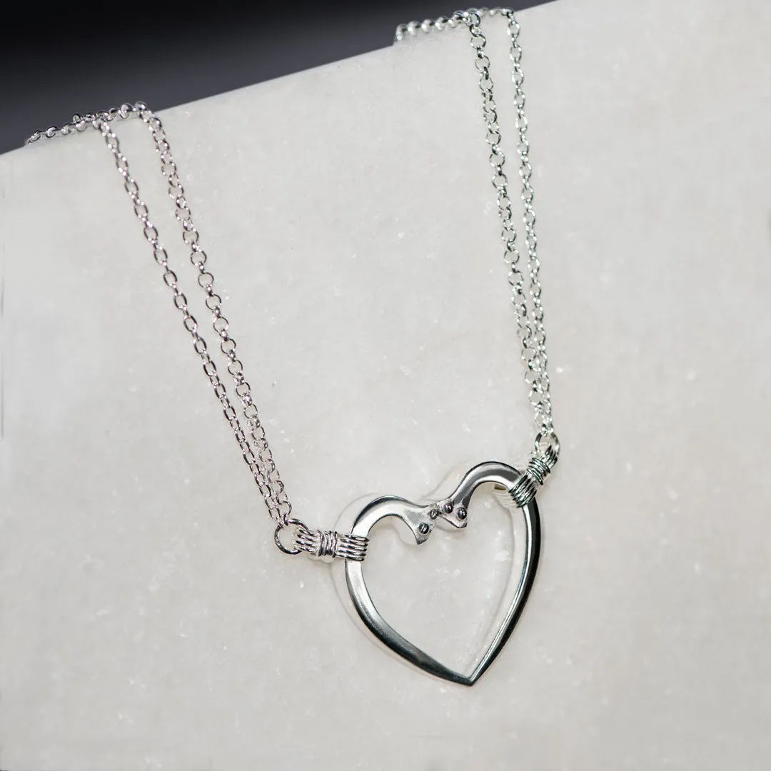 Ava - Horseshoe Nail Heart Pendant and Double Chain Sterling Silver Necklace