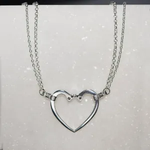 Ava - Horseshoe Nail Heart Pendant and Double Chain Sterling Silver Necklace