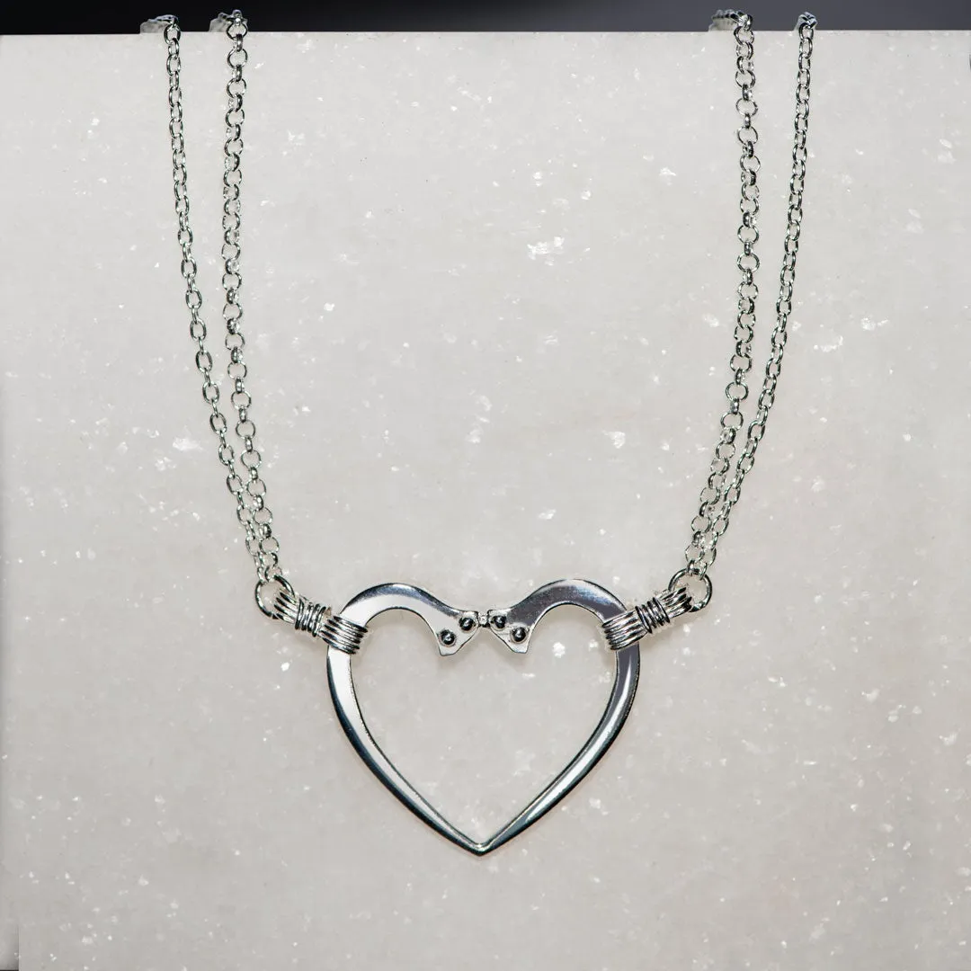 Ava - Horseshoe Nail Heart Pendant and Double Chain Sterling Silver Necklace
